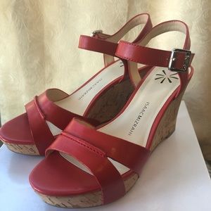 Red strappy wedges